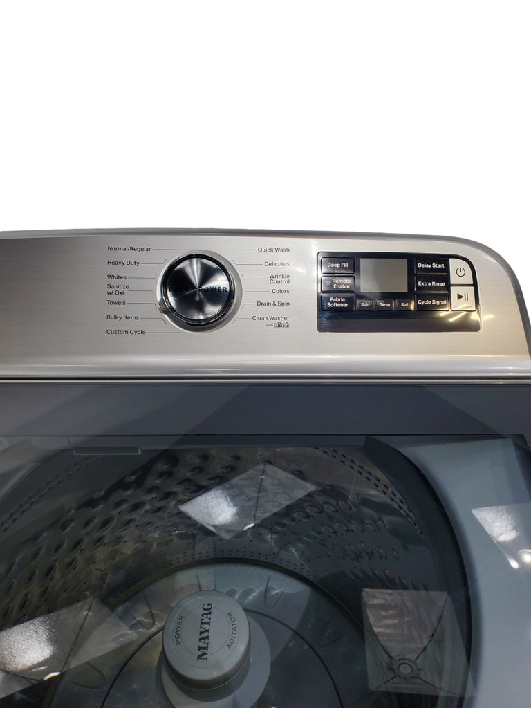 Pictures of Maytag ENERGY STAR 5.2 cu. ft. Top Load Agitator Washing Machine with Extra Power Button and ENERGY STAR Maytag Smart Capable 7.4 cu. ft. Electric Steam Dryer with Extra Power Button - Open Box - Neu Appliance Outlet - Discount Appliance Outlet in Austin, Tx