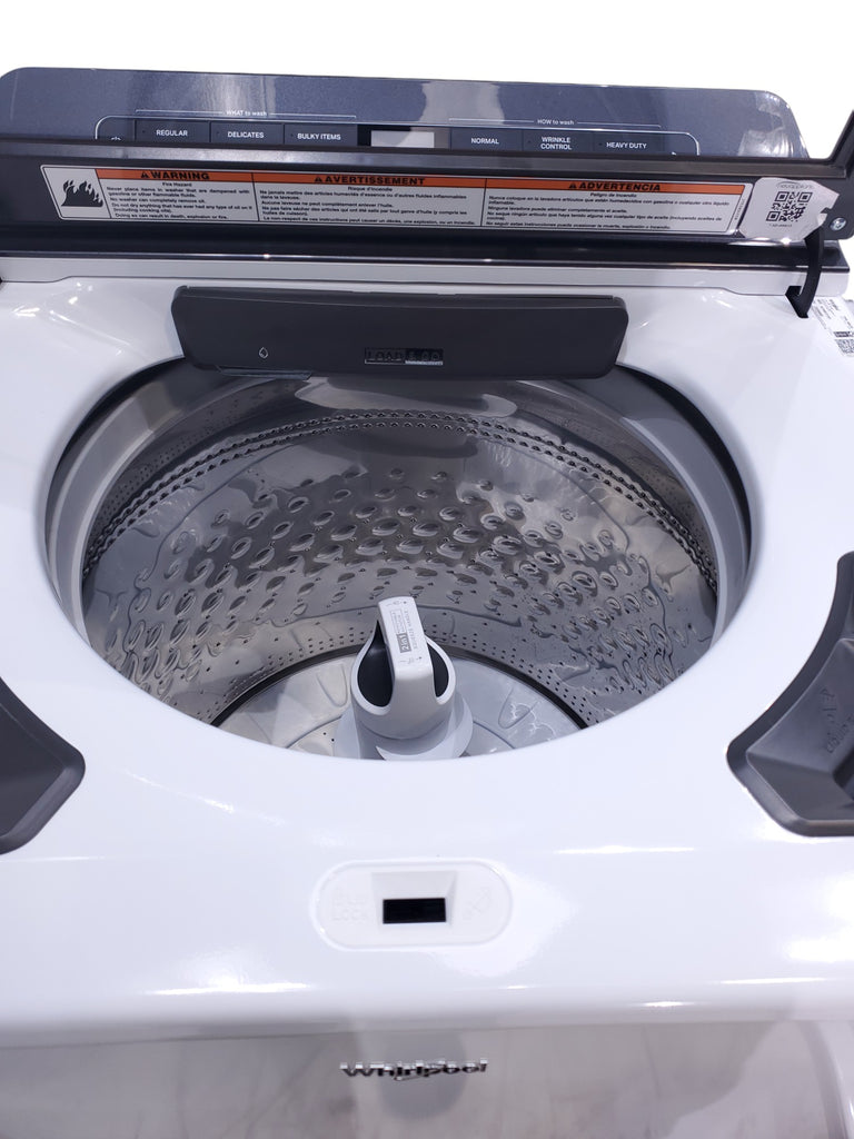 Pictures of ENERGY STAR Whirlpool 5.2 - 5.3 cu. ft. Smart Top Load Washing Machine with 2 in 1 Removable Agitator and Whirlpool 7.4 cu. ft. Electric Dryer with AccuDry Sensor and Wrinkle Shield  - Scratch & Dent - Minor - Neu Appliance Outlet - Discount Appliance Outlet in Austin, Tx