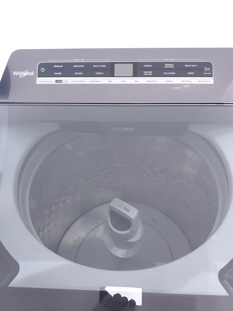 Pictures of ENERGY STAR Whirlpool 5.2 - 5.3 cu. ft. Smart Top Load Washing Machine with 2 in 1 Removable Agitator and Whirlpool 7.4 cu. ft. Electric Dryer with AccuDry Sensor and Wrinkle Shield  - Scratch & Dent - Minor - Neu Appliance Outlet - Discount Appliance Outlet in Austin, Tx