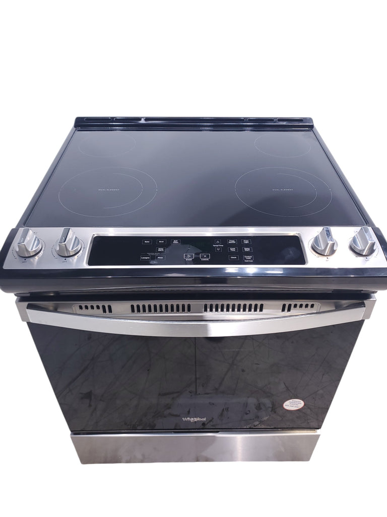 Pictures of Fingerprint Resistant Stainless Steel Whirlpool 30" Glass Top 4 Burners 4.8-cu ft Self-Cleaning Slide-in Electric Range  - Scratch & Dent - Minor - Neu Appliance Outlet - Discount Appliance Outlet in Austin, Tx