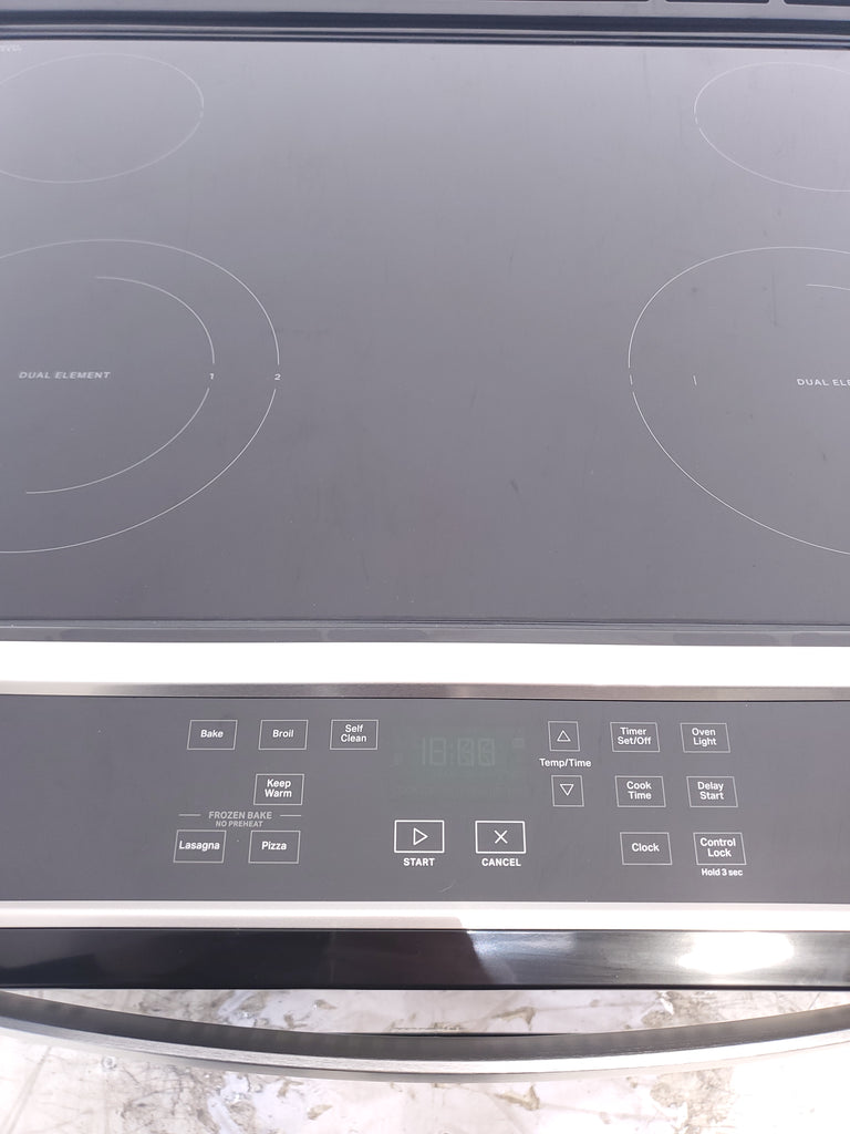 Pictures of Fingerprint Resistant Stainless Steel Whirlpool 30" Glass Top 4 Burners 4.8-cu ft Self-Cleaning Slide-in Electric Range  - Scratch & Dent - Minor - Neu Appliance Outlet - Discount Appliance Outlet in Austin, Tx