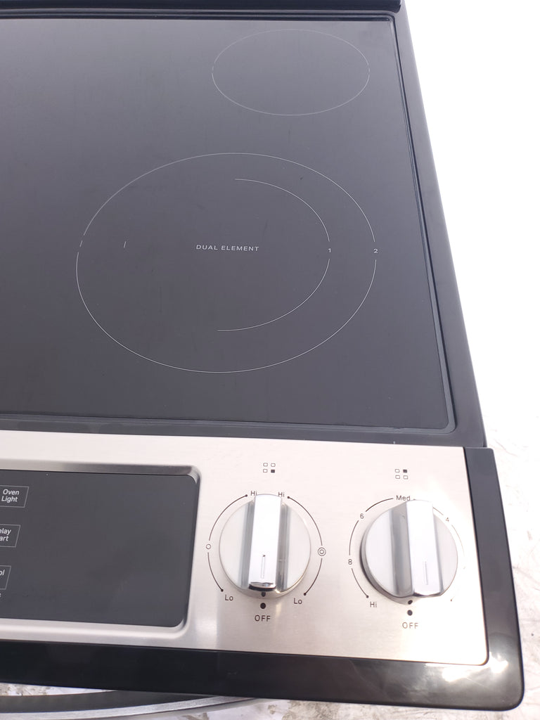 Pictures of Fingerprint Resistant Stainless Steel Whirlpool 30" Glass Top 4 Burners 4.8-cu ft Self-Cleaning Slide-in Electric Range  - Scratch & Dent - Minor - Neu Appliance Outlet - Discount Appliance Outlet in Austin, Tx