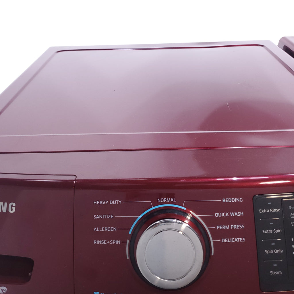 Pictures of Merlot Samsung Frontload ENERGY STAR 4.2 cu ft Washer on Pedestals with Steam Wash and Merlot Samsung Frontload Electric Dryer on Pedestals - Certified Refurbished - Neu Appliance Outlet - Discount Appliance Outlet in Austin, Tx