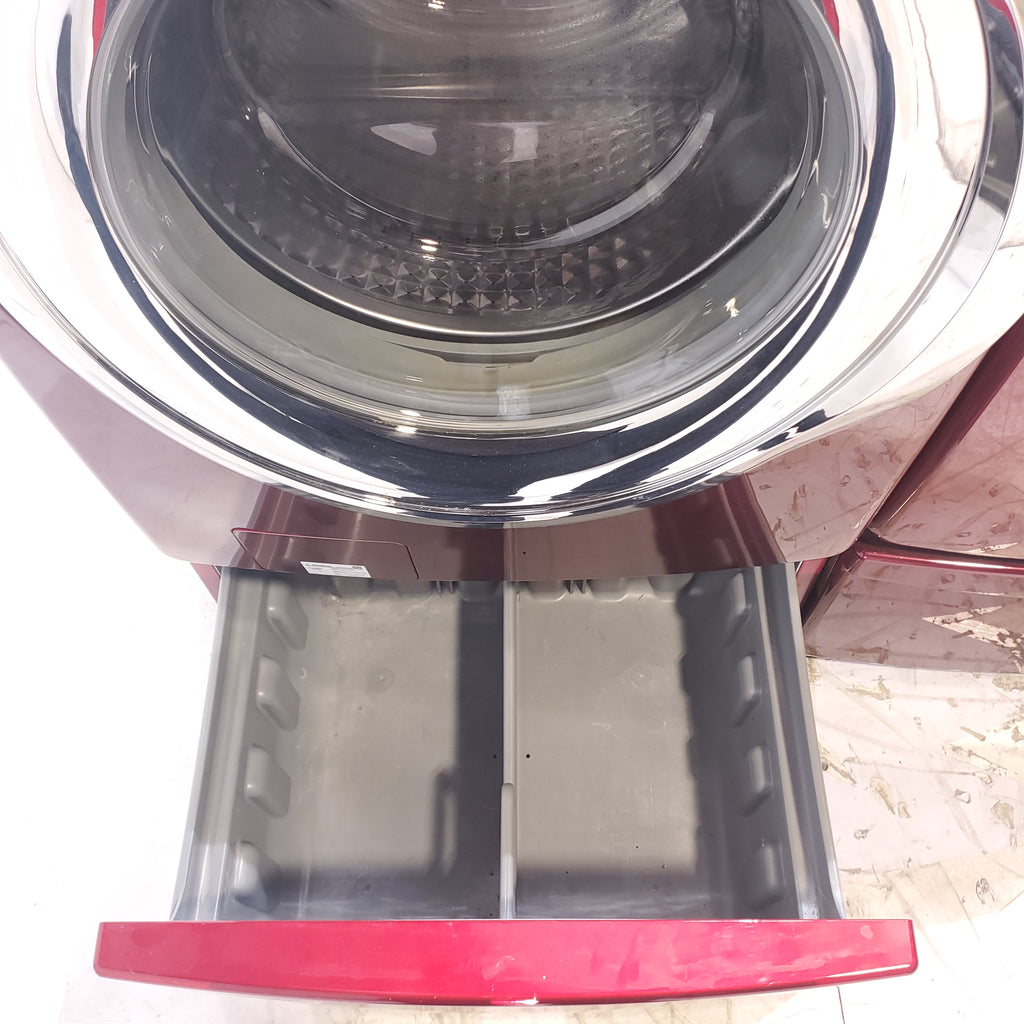 Pictures of Merlot Samsung Frontload ENERGY STAR 4.2 cu ft Washer on Pedestals with Steam Wash and Merlot Samsung Frontload Electric Dryer on Pedestals - Certified Refurbished - Neu Appliance Outlet - Discount Appliance Outlet in Austin, Tx