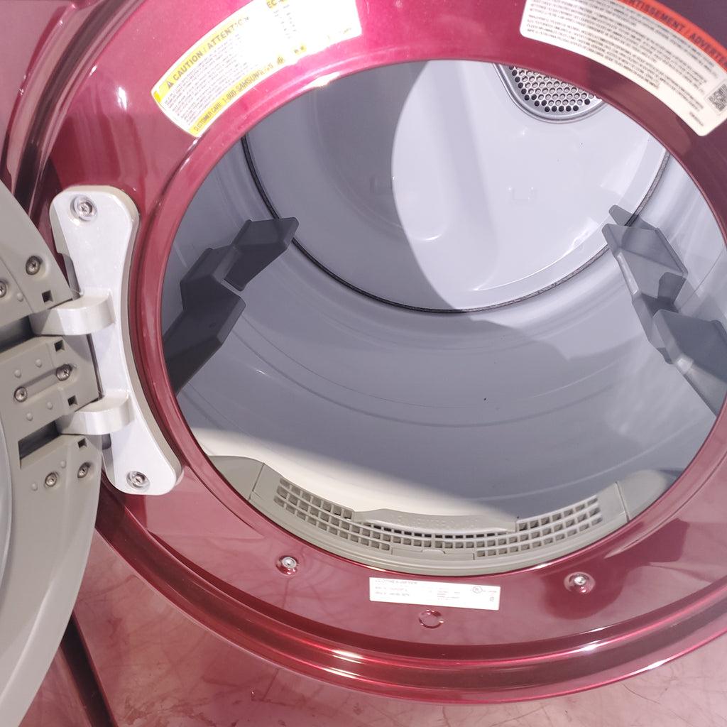 Pictures of Merlot Samsung Frontload ENERGY STAR 4.2 cu ft Washer on Pedestals with Steam Wash and Merlot Samsung Frontload Electric Dryer on Pedestals - Certified Refurbished - Neu Appliance Outlet - Discount Appliance Outlet in Austin, Tx