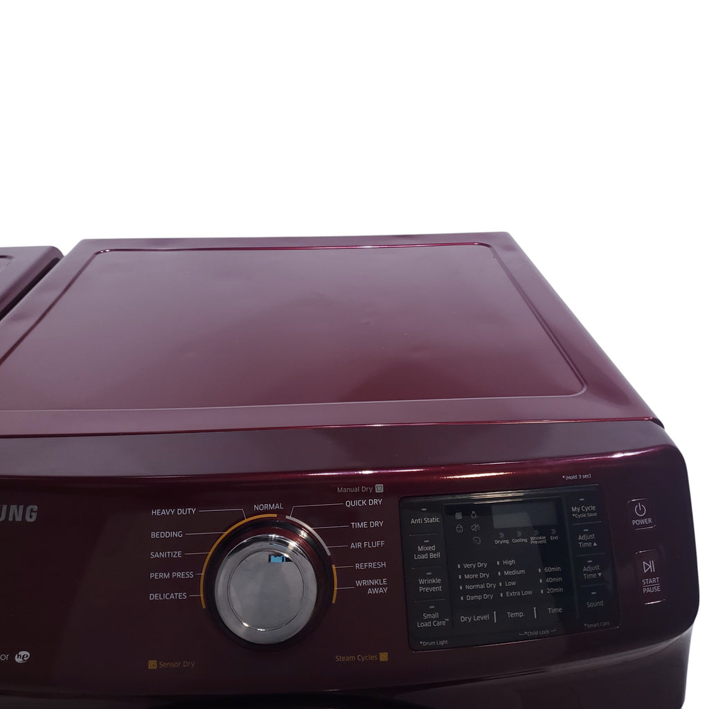 Pictures of Merlot Samsung Frontload ENERGY STAR 4.2 cu ft Washer on Pedestals with Steam Wash and Merlot Samsung Frontload Electric Dryer on Pedestals - Certified Refurbished - Neu Appliance Outlet - Discount Appliance Outlet in Austin, Tx
