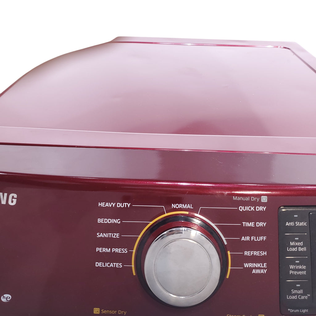 Pictures of Merlot Samsung Frontload ENERGY STAR 4.2 cu ft Washer on Pedestals with Steam Wash and Merlot Samsung Frontload Electric Dryer on Pedestals - Certified Refurbished - Neu Appliance Outlet - Discount Appliance Outlet in Austin, Tx