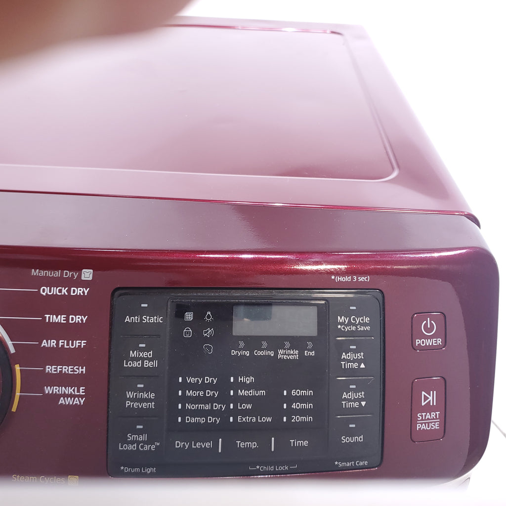 Pictures of Merlot Samsung Frontload ENERGY STAR 4.2 cu ft Washer on Pedestals with Steam Wash and Merlot Samsung Frontload Electric Dryer on Pedestals - Certified Refurbished - Neu Appliance Outlet - Discount Appliance Outlet in Austin, Tx