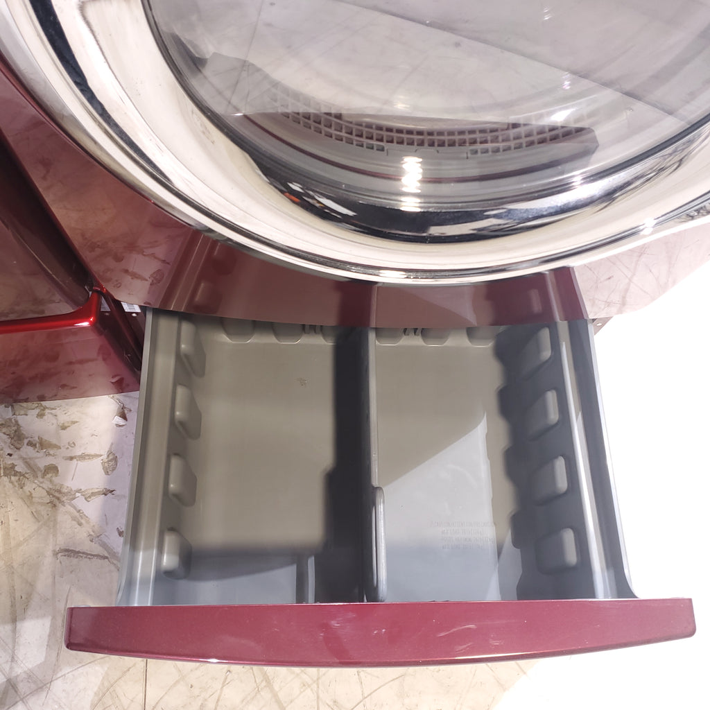 Pictures of Merlot Samsung Frontload ENERGY STAR 4.2 cu ft Washer on Pedestals with Steam Wash and Merlot Samsung Frontload Electric Dryer on Pedestals - Certified Refurbished - Neu Appliance Outlet - Discount Appliance Outlet in Austin, Tx