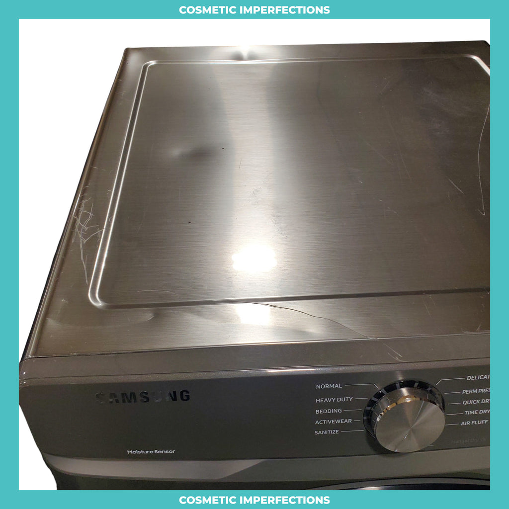 Pictures of Platinum Samsung 7.5 cu. ft. Frontload Electric Dryer with Sensor Dry - Scratch & Dent - Major - Neu Appliance Outlet - Discount Appliance Outlet in Austin, Tx