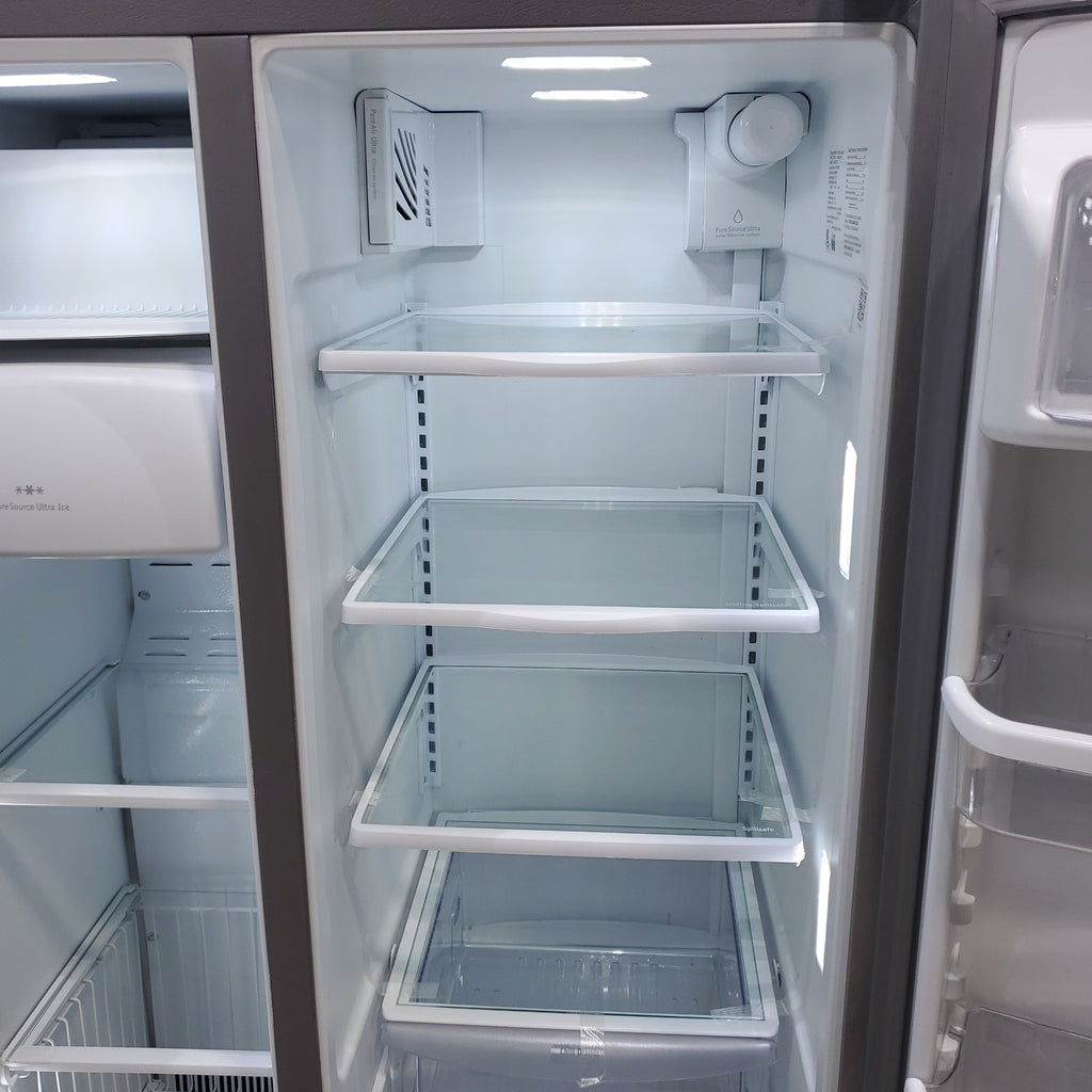 Pictures of Counter Depth Frigidaire Gallery Stainless Steel 36 inch Side by Side 22.6 cu ft Refrigerator with Quick Ice and Spillsafe Shelving- Certified Refurbished - Neu Appliance Outlet - Discount Appliance Outlet in Austin, Tx