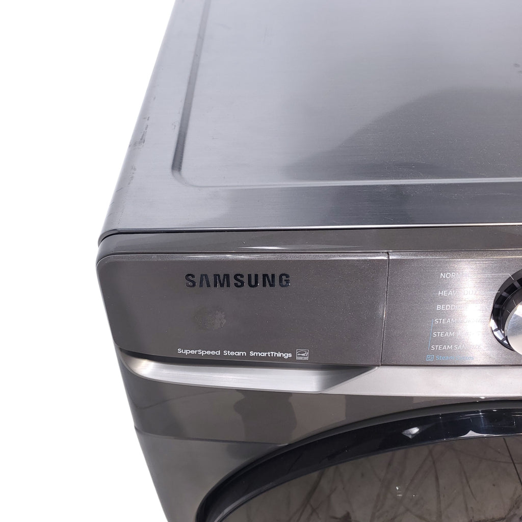 Pictures of Platinum ENERGY STAR Samsung 4.5 cu. ft. Front Load Washer with WiFi Connectivity and Platinum Samsung 7.5 cu. ft. Front Load Electric Dryer with Steam - Scratch and Dent - Minor - Neu Appliance Outlet - Discount Appliance Outlet in Austin, Tx