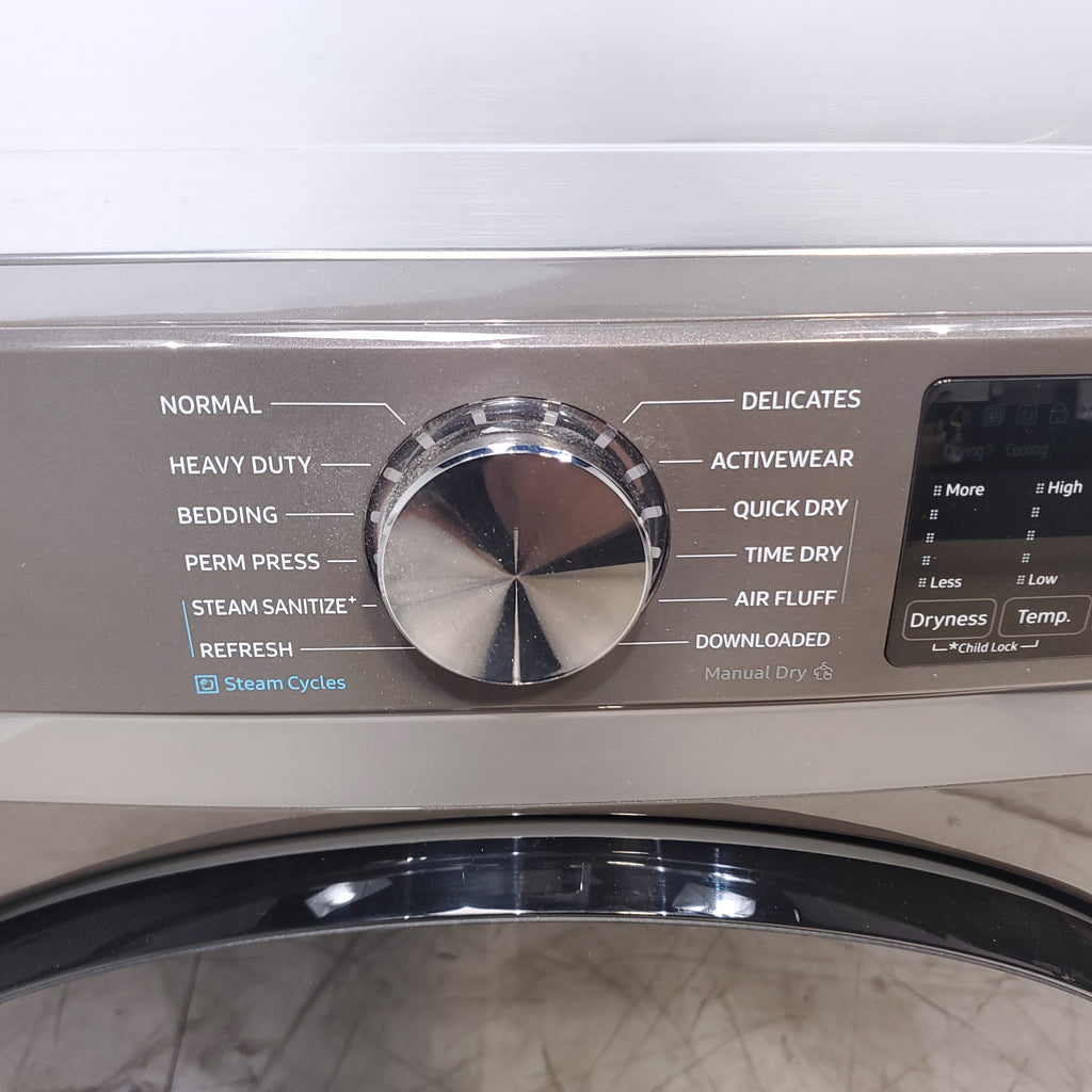 Pictures of Platinum ENERGY STAR Samsung 4.5 cu. ft. Front Load Washer with WiFi Connectivity and Platinum Samsung 7.5 cu. ft. Front Load Electric Dryer with Steam - Scratch and Dent - Minor - Neu Appliance Outlet - Discount Appliance Outlet in Austin, Tx