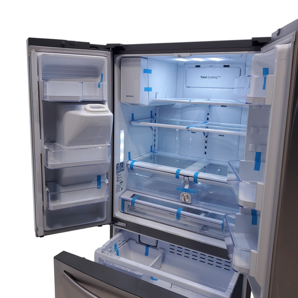 Pictures of Counter Depth Stainless Steel ENERGY STAR Samsung 22.5 cu. ft. 3 Door French Door Refrigerator with Dual Ice Maker - Certified Refurbished - Neu Appliance Outlet - Discount Appliance Outlet in Austin, Tx