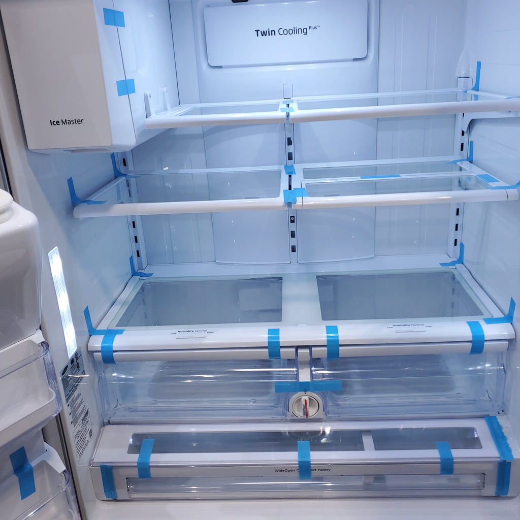 Pictures of Counter Depth Stainless Steel ENERGY STAR Samsung 22.5 cu. ft. 3 Door French Door Refrigerator with Dual Ice Maker - Certified Refurbished - Neu Appliance Outlet - Discount Appliance Outlet in Austin, Tx