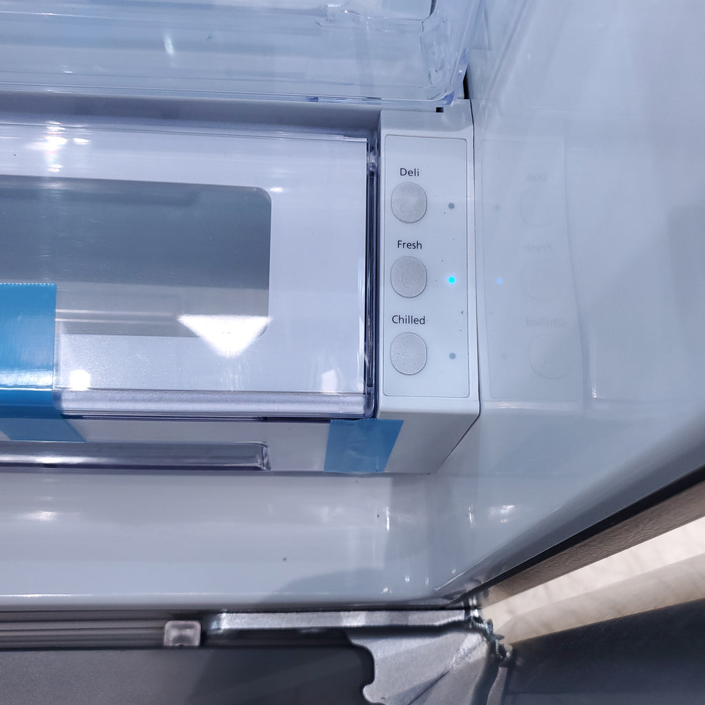 Pictures of Counter Depth Stainless Steel ENERGY STAR Samsung 22.5 cu. ft. 3 Door French Door Refrigerator with Dual Ice Maker - Certified Refurbished - Neu Appliance Outlet - Discount Appliance Outlet in Austin, Tx