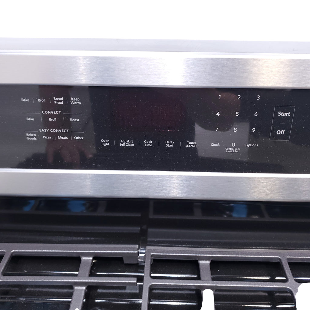 Pictures of Stainless Steel with Printshield Finish KitchenAid 30-in 5 Burners 5.8-cu ft Self-cleaning Convection Oven Freestanding Natural Gas Range - Open Box - Neu Appliance Outlet - Discount Appliance Outlet in Austin, Tx