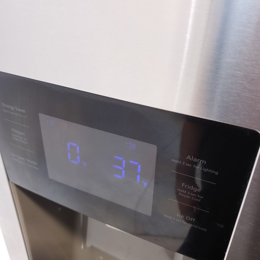 Stainless Steel ENERGY STAR Samsung 24.6 cu. ft. 3 Door French Door Refrigerator with External Water and Ice Dispenser - Certified Refurbished