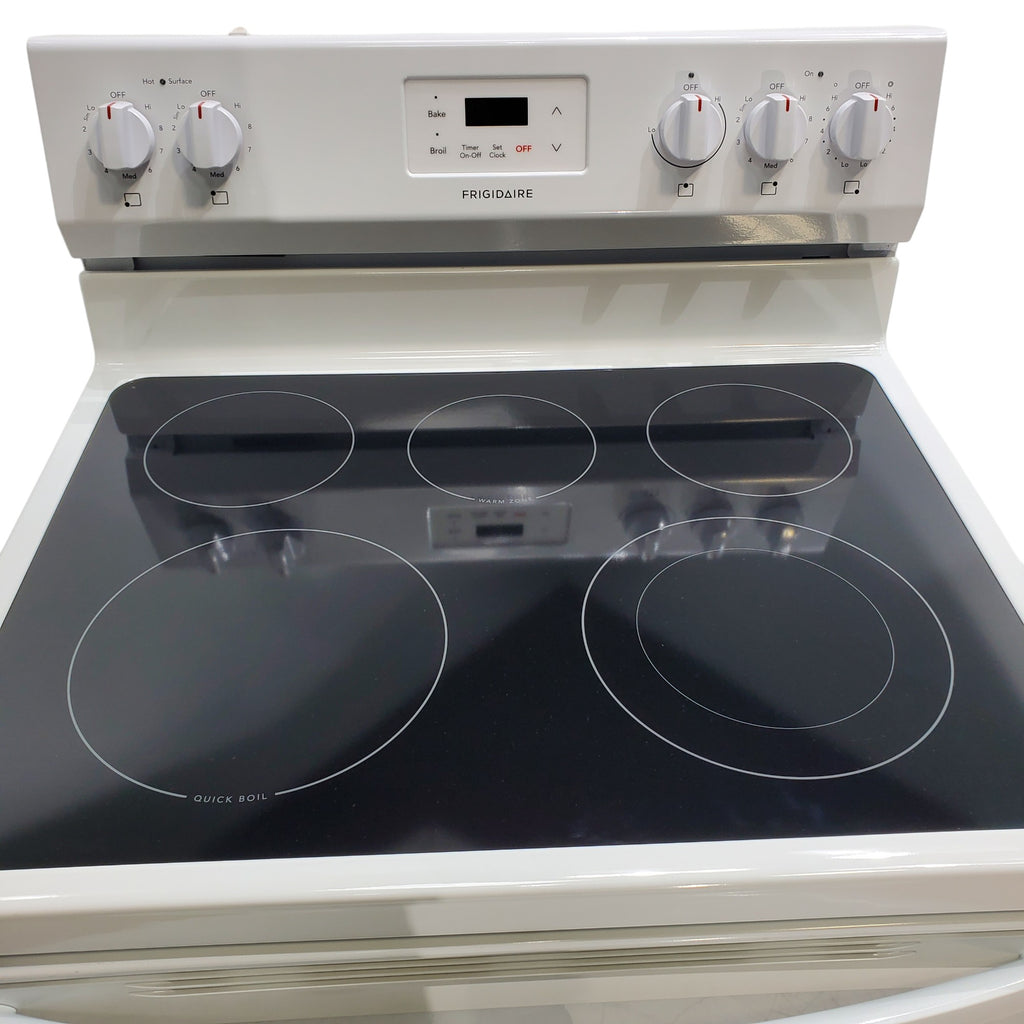 Pictures of Frigidaire White 30 inch 5.3 cu. ft. 5-Burner Element Electric Range with Manual Clean FCRE3052AW - Scratch & Dent - (Minor) - Neu Appliance Outlet - Discount Appliance Outlet in Austin, Tx