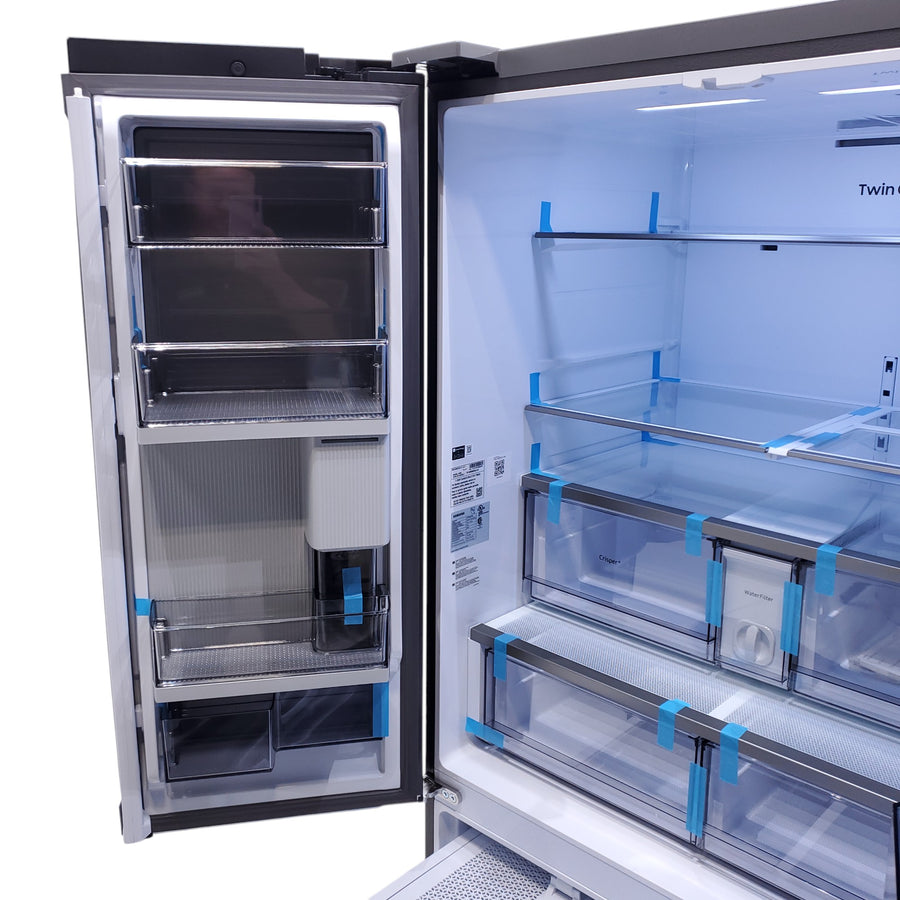 Samsung Bespoke 3-Door French Door Refrigerator (30 cu. ft.) with Beverage Center™ in Stainless Steel with Auto Fill Water Pitcher RF30BB6600QL - Open Box