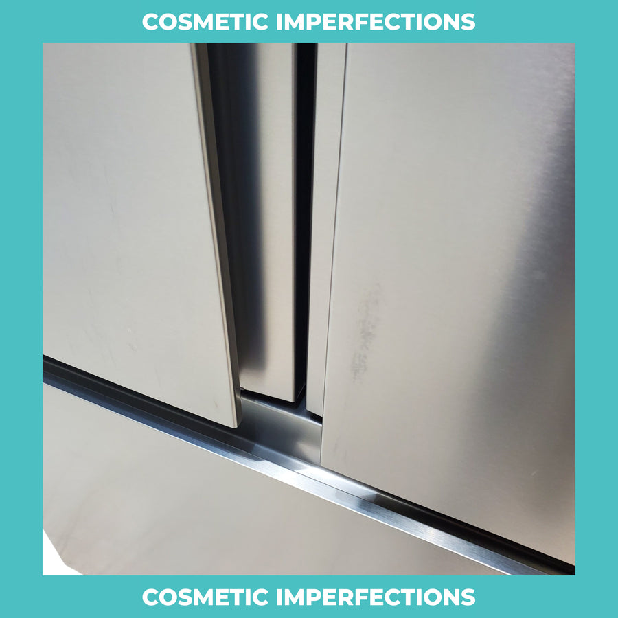Fingerprint Resistant Brushed Steel ENERGY STAR Hisense 26.6 cu. ft. 3 Door French Door Refrigerator with Icemaker and Internal Water Dispenser - Scratch & Dent - Minor