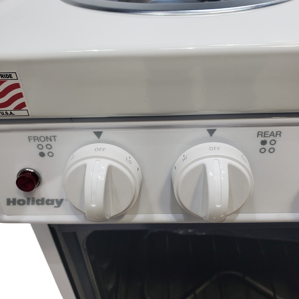 Pictures of Holiday White 20-in 4 Burners 2.4-cu ft Freestanding Electric Range EAK10MOO - Open Box - Neu Appliance Outlet - Discount Appliance Outlet in Austin, Tx