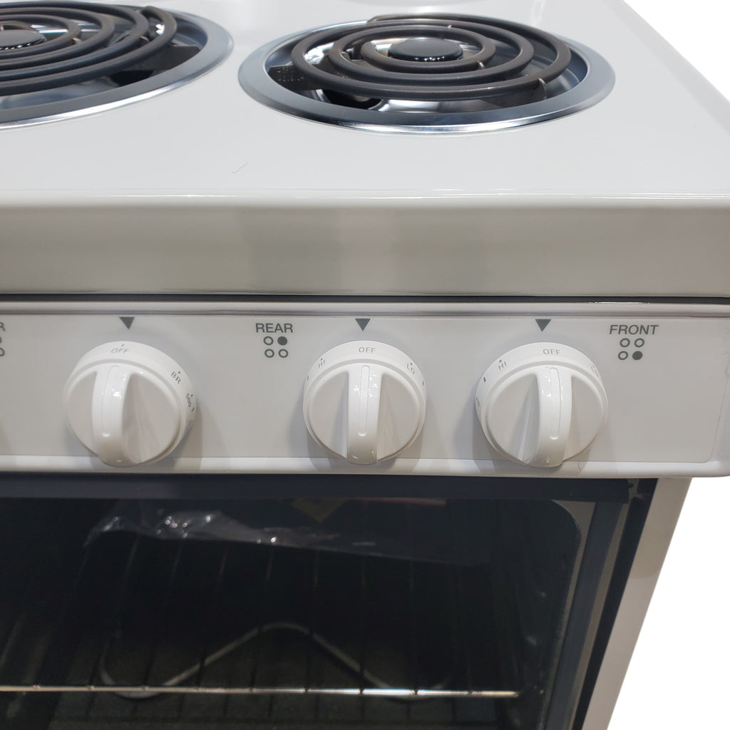 Pictures of Holiday White 20-in 4 Burners 2.4-cu ft Freestanding Electric Range EAK10MOO - Open Box - Neu Appliance Outlet - Discount Appliance Outlet in Austin, Tx