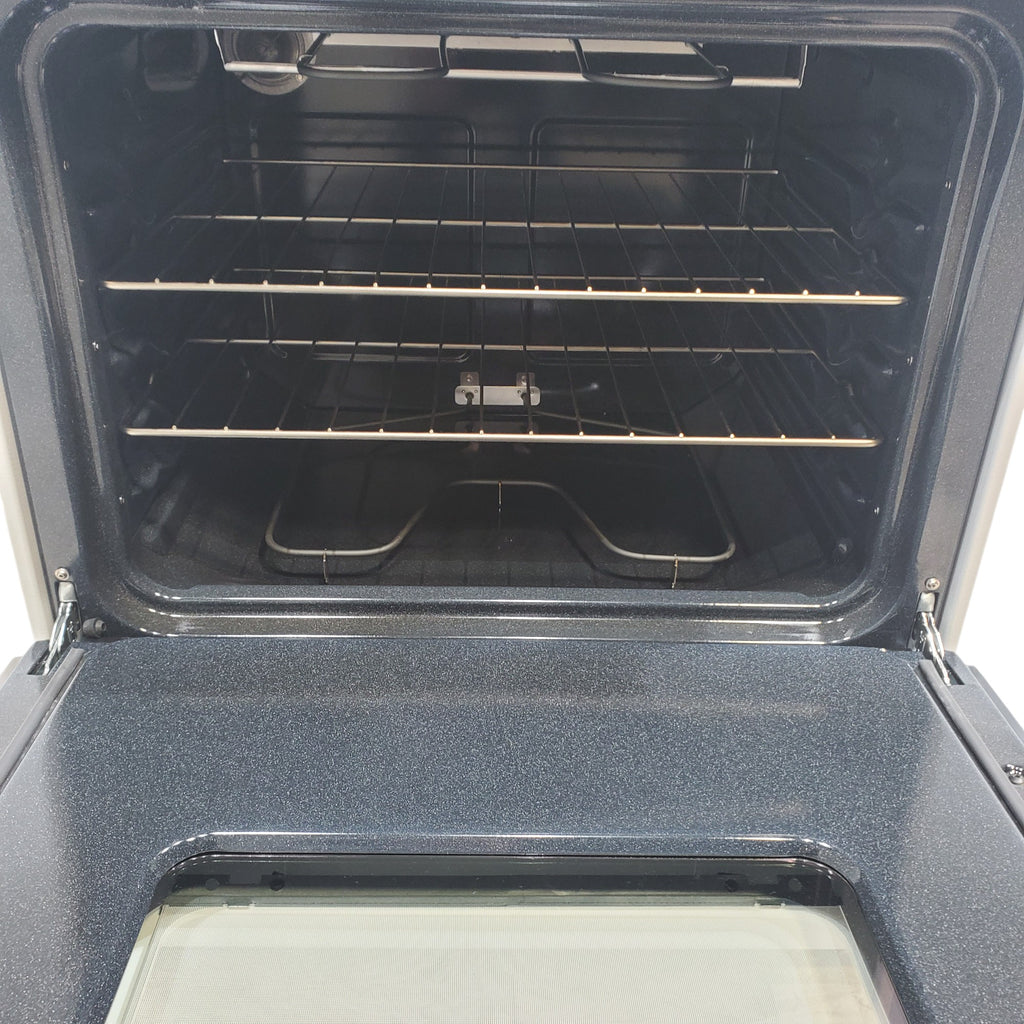 Pictures of Hotpoint White 30-in 4 Burners 5-cu ft Freestanding Electric Range with Sensi Temp Technology - Open Box - Neu Appliance Outlet - Discount Appliance Outlet in Austin, Tx