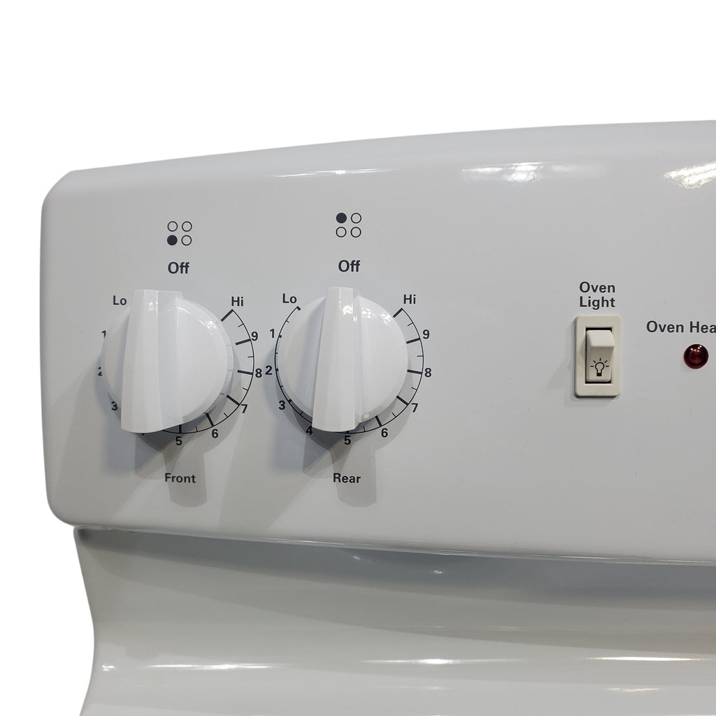 Pictures of Hotpoint White 30-in 4 Burners 5-cu ft Freestanding Electric Range with Sensi Temp Technology - Open Box - Neu Appliance Outlet - Discount Appliance Outlet in Austin, Tx