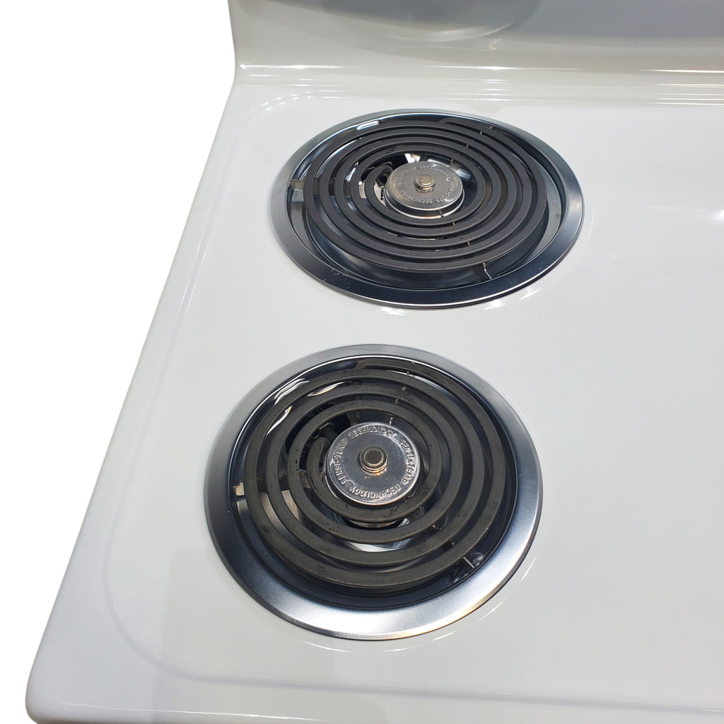 Pictures of Hotpoint White 30-in 4 Burners 5-cu ft Freestanding Electric Range with Sensi Temp Technology - Open Box - Neu Appliance Outlet - Discount Appliance Outlet in Austin, Tx