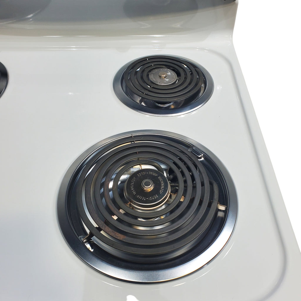 Pictures of Hotpoint White 30-in 4 Burners 5-cu ft Freestanding Electric Range with Sensi Temp Technology - Open Box - Neu Appliance Outlet - Discount Appliance Outlet in Austin, Tx