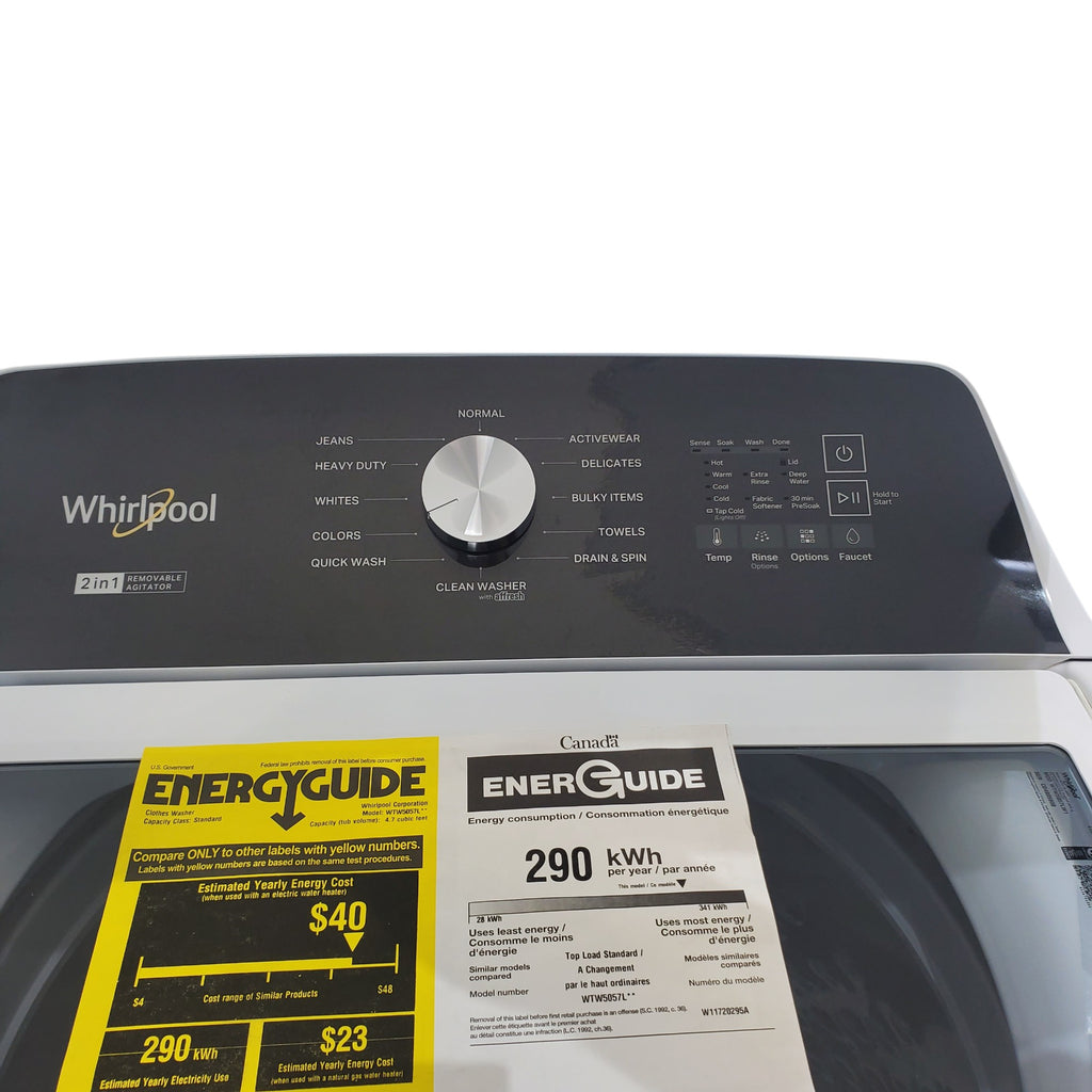 Pictures of White Whirlpool 4.7 - 4.8 cu ft Capacity Top-Load Washer with 2 in 1 Removable Agitator - Scratch & Dent - Minor - Neu Appliance Outlet - Discount Appliance Outlet in Austin, Tx