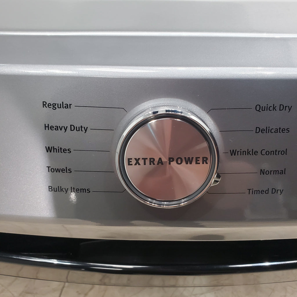 Pictures of Maytag Metallic Slate 4.5-cu ft High Efficiency ENERGY STAR Stackable Steam Cycle Front-Load Washer with Maytag® Commercial Technology and Maytag 7.3-cu ft Stackable Vented ENERGY STAR Electric Dryer - Scratch & Dent - Minor - Neu Appliance Outlet - Discount Appliance Outlet in Austin, Tx