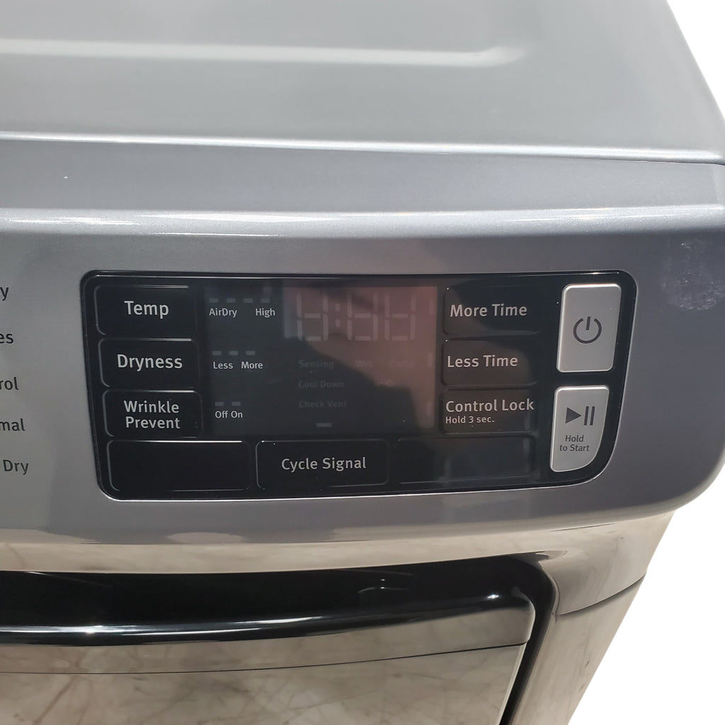 Pictures of Maytag Metallic Slate 4.5-cu ft High Efficiency ENERGY STAR Stackable Steam Cycle Front-Load Washer with Maytag® Commercial Technology and Maytag 7.3-cu ft Stackable Vented ENERGY STAR Electric Dryer - Scratch & Dent - Minor - Neu Appliance Outlet - Discount Appliance Outlet in Austin, Tx