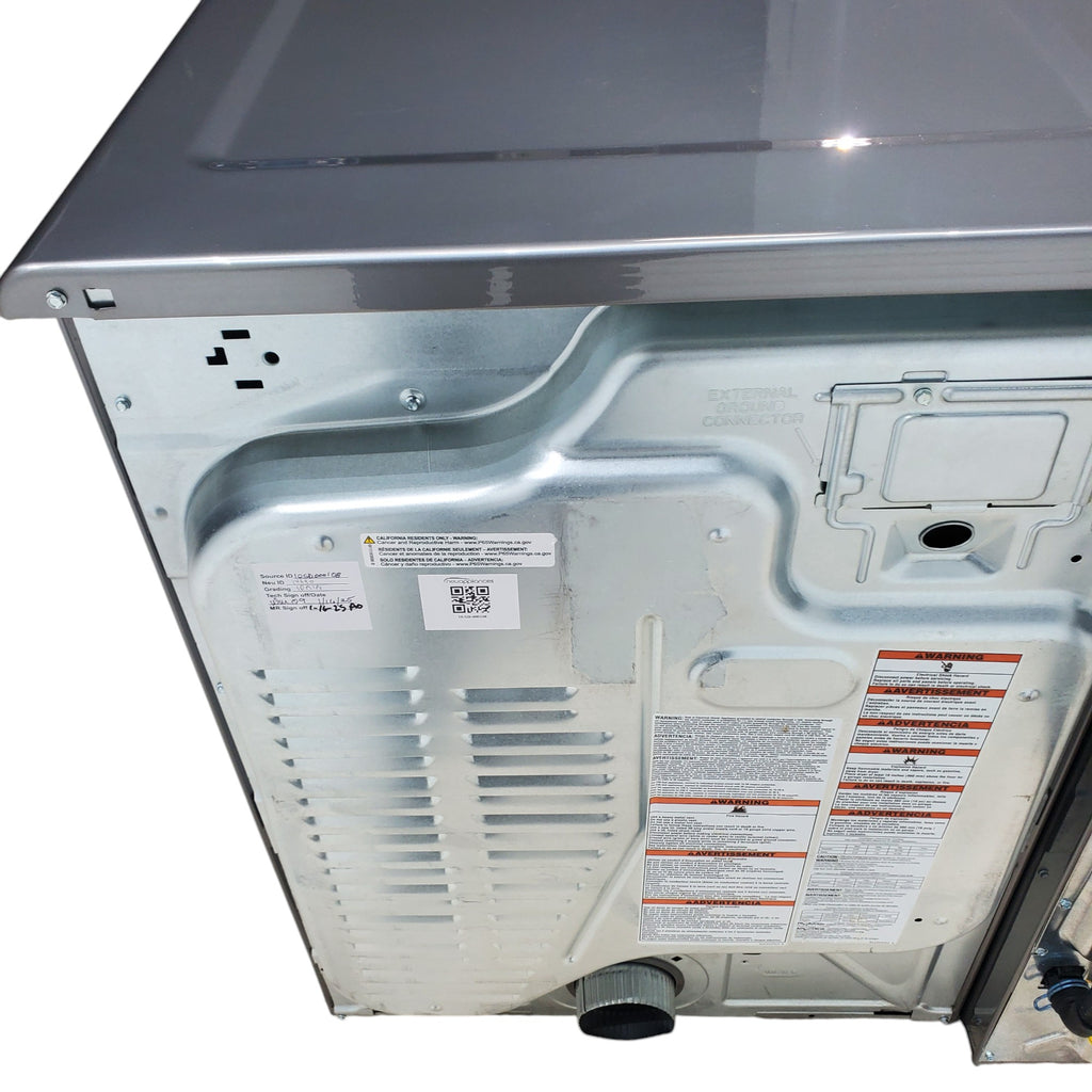 Pictures of Maytag Metallic Slate 4.5-cu ft High Efficiency ENERGY STAR Stackable Steam Cycle Front-Load Washer with Maytag® Commercial Technology and Maytag 7.3-cu ft Stackable Vented ENERGY STAR Electric Dryer - Scratch & Dent - Minor - Neu Appliance Outlet - Discount Appliance Outlet in Austin, Tx