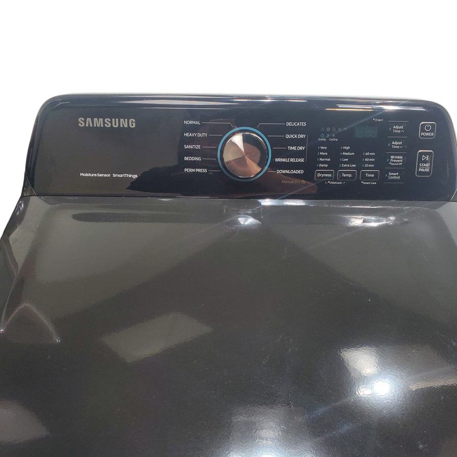Samsung Brushed Black 4.7 cu. ft. Large Capacity Smart Top Load Washer with Active WaterJet and 7.4 cu. ft. Smart Electric Dryer with Sensor Dry - Open Box