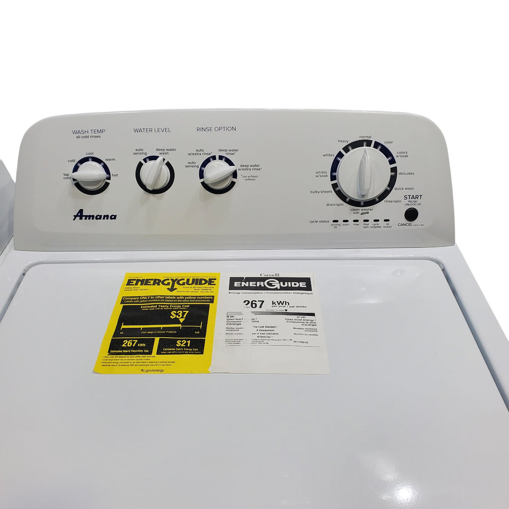 Pictures of Amana 3.8 cu. ft. Top Load Washing Machine with Deep Water Wash Option and Amana 6.5 cu. ft. Electric Dryer with Automatic Cycles - Scratch & Dent - Minor - Neu Appliance Outlet - Discount Appliance Outlet in Austin, Tx