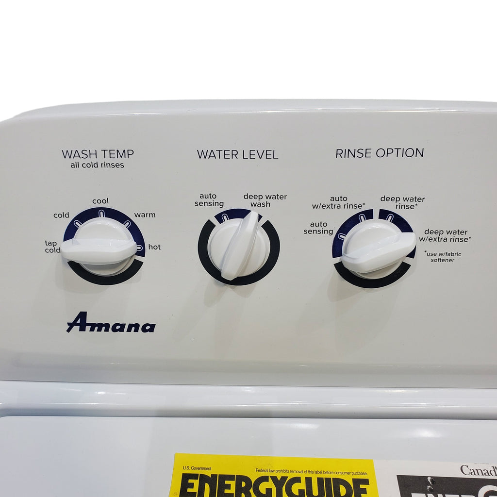 Pictures of Amana 3.8 cu. ft. Top Load Washing Machine with Deep Water Wash Option and Amana 6.5 cu. ft. Electric Dryer with Automatic Cycles - Scratch & Dent - Minor - Neu Appliance Outlet - Discount Appliance Outlet in Austin, Tx