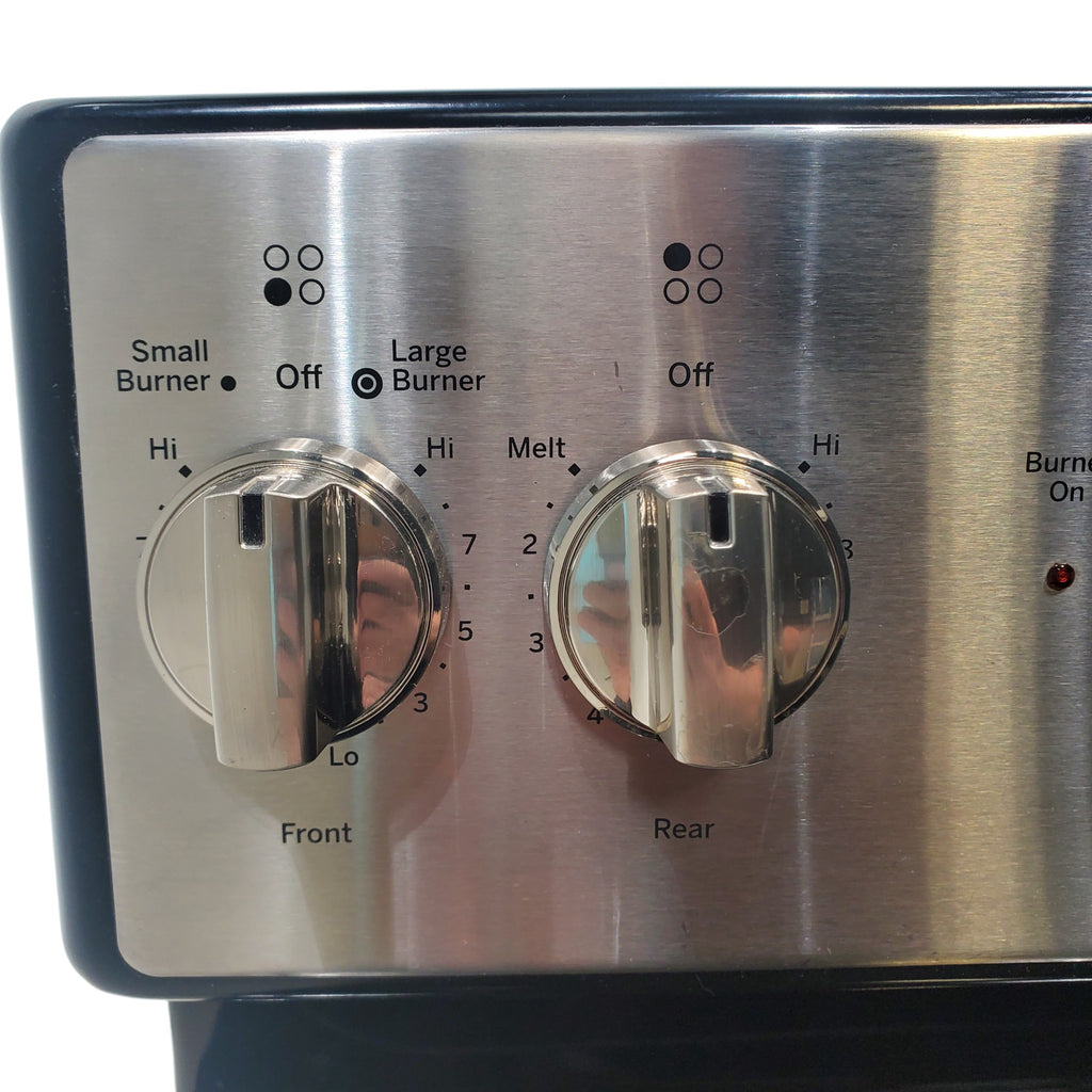 Pictures of Stainless Steel GE 5.3 cu. ft. Freestanding 4 Heating Element Smooth Cooktop Electric Range with Dual Element Baking - Certified Refurbished - Neu Appliance Outlet - Discount Appliance Outlet in Austin, Tx