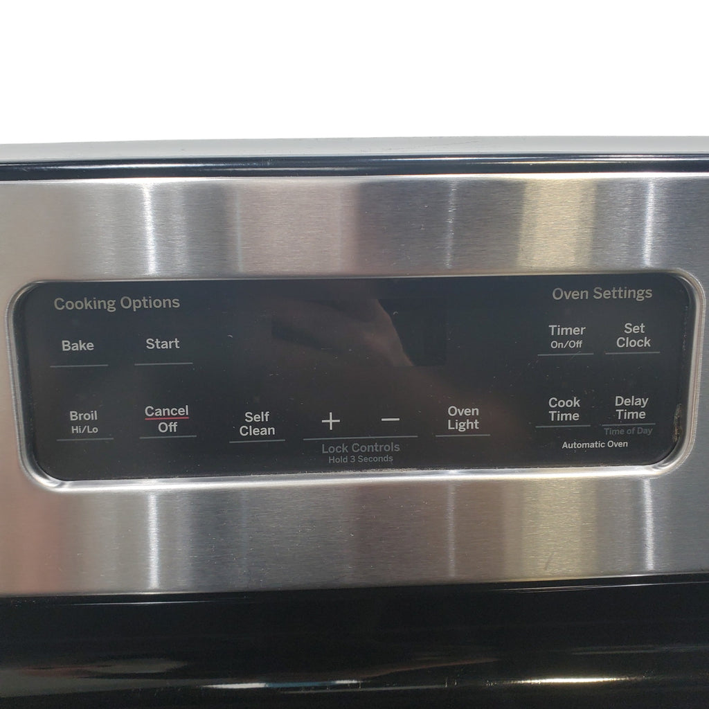 Pictures of Stainless Steel GE 5.3 cu. ft. Freestanding 4 Heating Element Smooth Cooktop Electric Range with Dual Element Baking - Certified Refurbished - Neu Appliance Outlet - Discount Appliance Outlet in Austin, Tx
