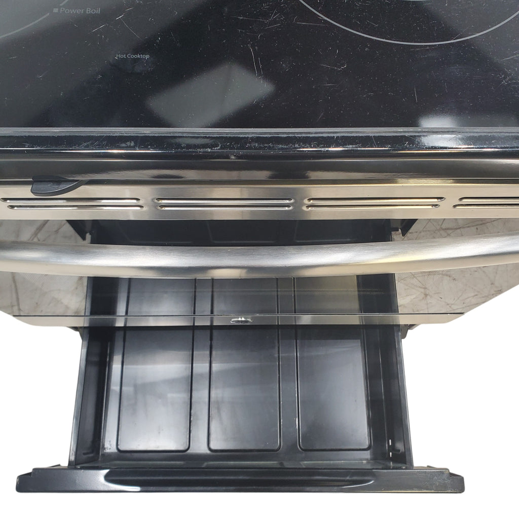 Pictures of Stainless Steel GE 5.3 cu. ft. Freestanding 4 Heating Element Smooth Cooktop Electric Range with Dual Element Baking - Certified Refurbished - Neu Appliance Outlet - Discount Appliance Outlet in Austin, Tx