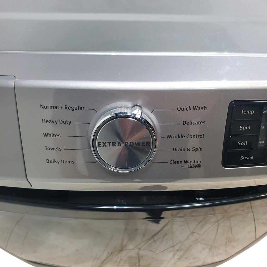 Pictures of Maytag Metallic Slate 4.5-cu ft High Efficiency ENERGY STAR Stackable Steam Cycle Front-Load Washer with Maytag® Commercial Technology and Maytag 7.3-cu ft Stackable Vented ENERGY STAR Electric Dryer - Open Box - Neu Appliance Outlet - Discount Appliance Outlet in Austin, Tx