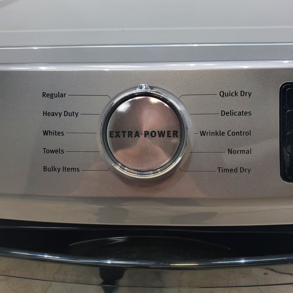 Pictures of Maytag Metallic Slate 4.5-cu ft High Efficiency ENERGY STAR Stackable Steam Cycle Front-Load Washer with Maytag® Commercial Technology and Maytag 7.3-cu ft Stackable Vented ENERGY STAR Electric Dryer - Open Box - Neu Appliance Outlet - Discount Appliance Outlet in Austin, Tx