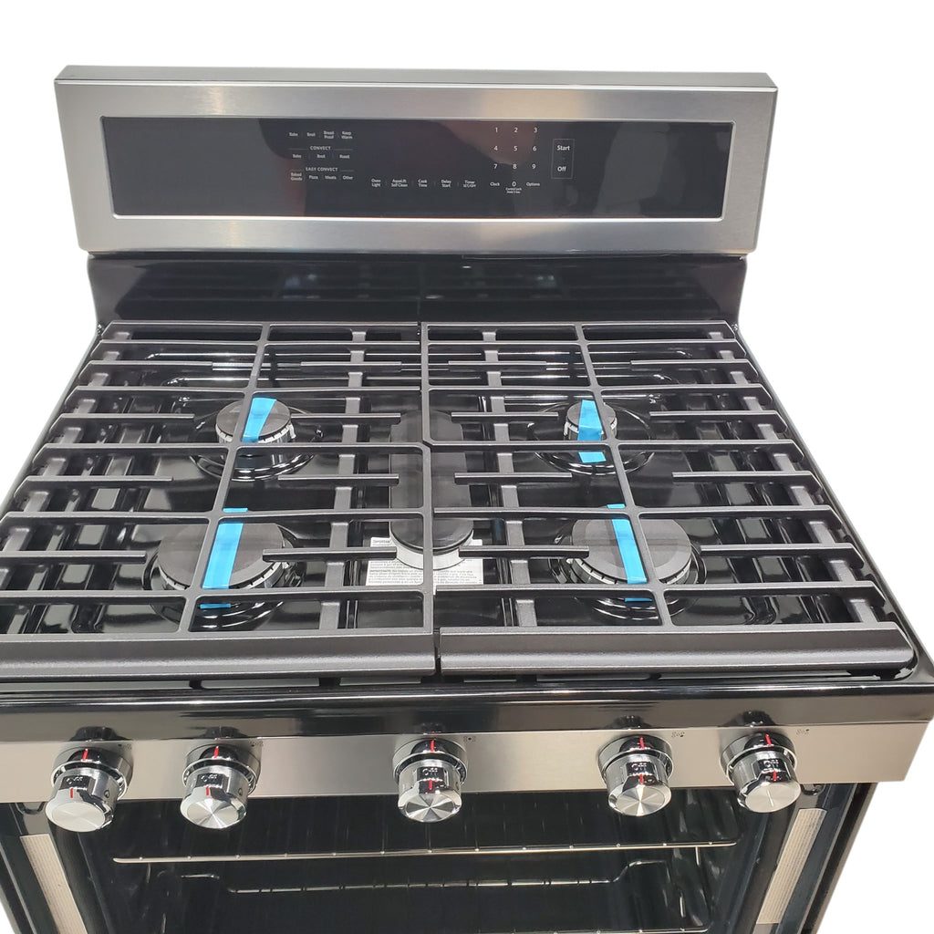 Pictures of Stainless Steel with Printshield Finish KitchenAid 30-in 5 Burners 5.8-cu ft Self-cleaning Convection Oven Freestanding Natural Gas Range - Scratch & Dent - Minor - Neu Appliance Outlet - Discount Appliance Outlet in Austin, Tx