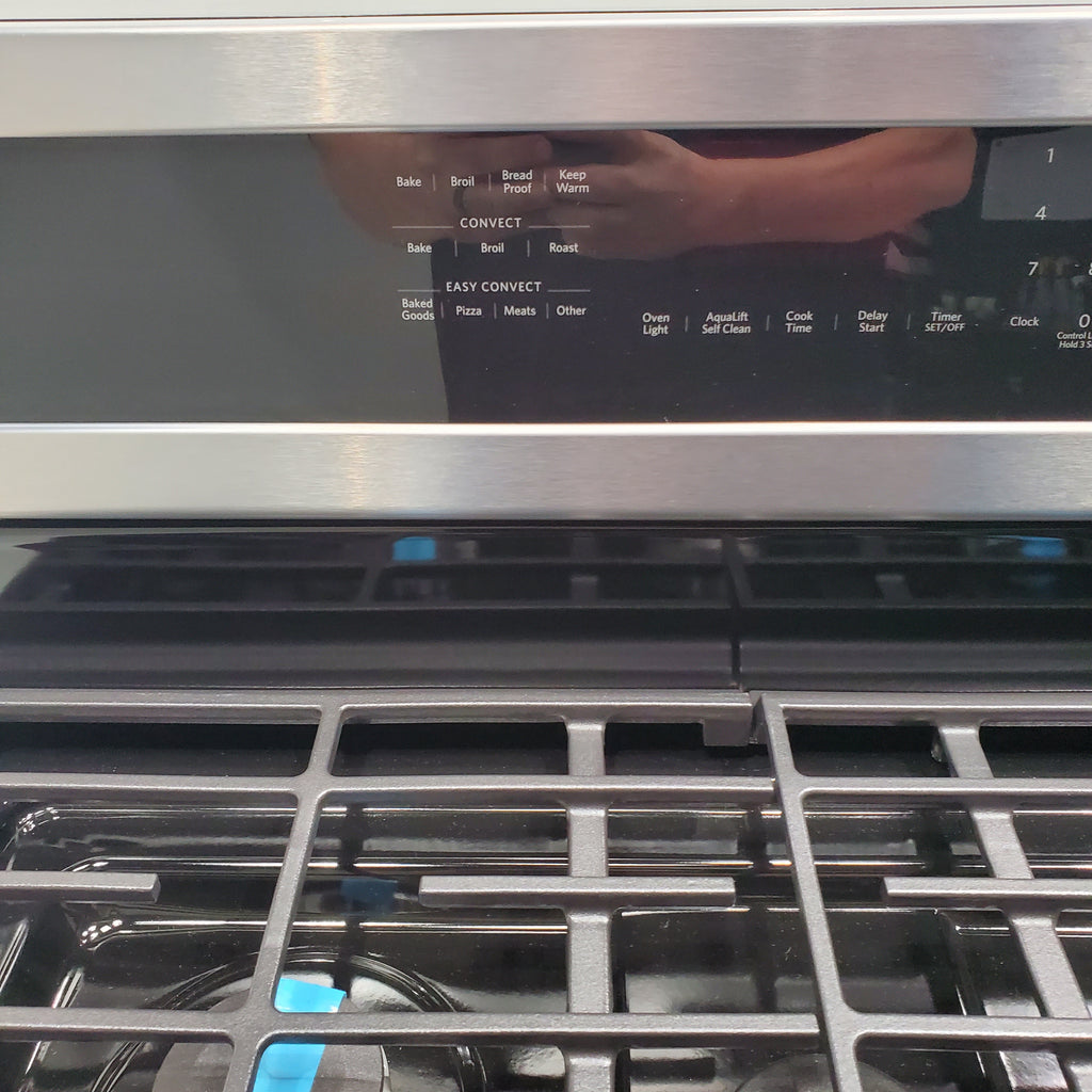 Pictures of Stainless Steel with Printshield Finish KitchenAid 30-in 5 Burners 5.8-cu ft Self-cleaning Convection Oven Freestanding Natural Gas Range - Scratch & Dent - Minor - Neu Appliance Outlet - Discount Appliance Outlet in Austin, Tx