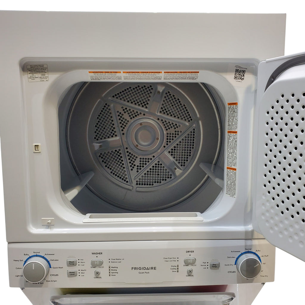 Pictures of Frigidaire Stacked Laundry Center with 3.9 cu ft Capacity Washer and 5.6 cu ft Electric Dryer with Maxfill Option FLCE7522AW - Scratch & Dent - Minor - Neu Appliance Outlet - Discount Appliance Outlet in Austin, Tx
