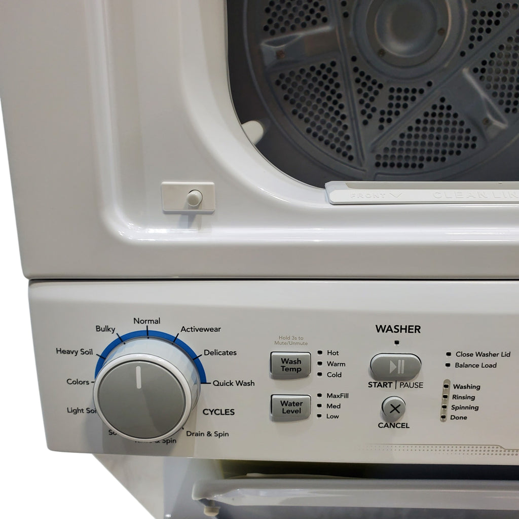 Pictures of Frigidaire Stacked Laundry Center with 3.9 cu ft Capacity Washer and 5.6 cu ft Electric Dryer with Maxfill Option FLCE7522AW - Scratch & Dent - Minor - Neu Appliance Outlet - Discount Appliance Outlet in Austin, Tx