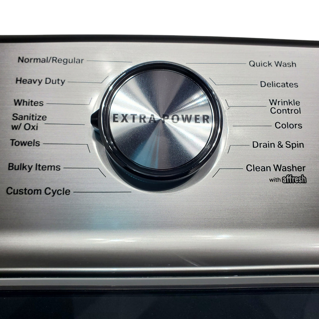 Pictures of Maytag ENERGY STAR 5.2 cu. ft. Top Load Agitator Washing Machine with Extra Power Button and ENERGY STAR Maytag Smart Capable 7.4 cu. ft. Electric Steam Dryer with Extra Power Button - Scratch & Dent - Minor - Neu Appliance Outlet - Discount Appliance Outlet in Austin, Tx