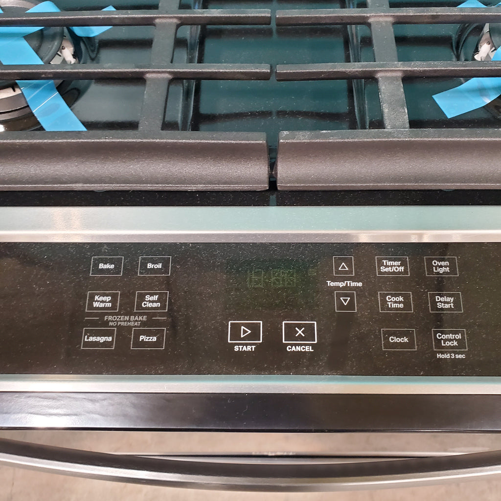 Pictures of Fingerprint Resistant Stainless Steel Whirlpool 5.0 cu. ft. 4 Burner Slide In Gas Range with Frozen Bake Technology - Open Box - Neu Appliance Outlet - Discount Appliance Outlet in Austin, Tx