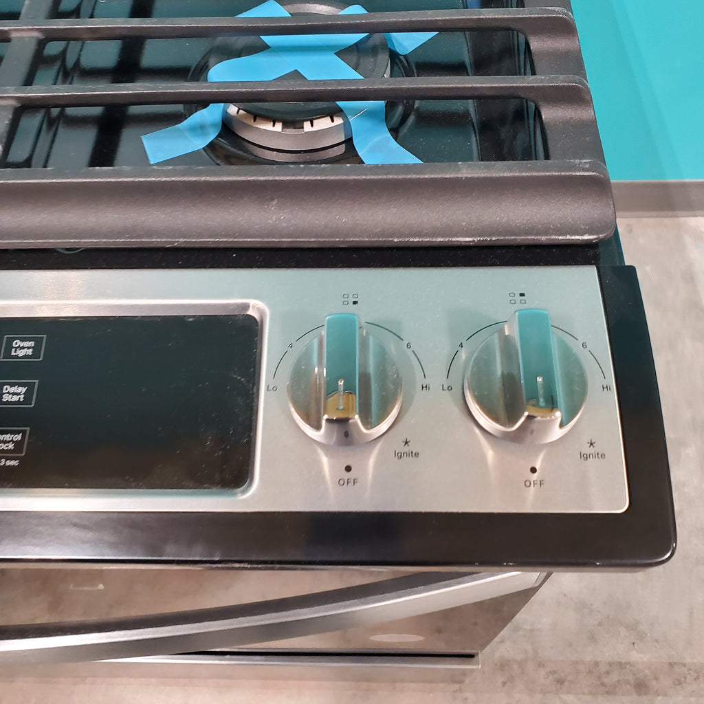 Pictures of Fingerprint Resistant Stainless Steel Whirlpool 5.0 cu. ft. 4 Burner Slide In Gas Range with Frozen Bake Technology - Open Box - Neu Appliance Outlet - Discount Appliance Outlet in Austin, Tx